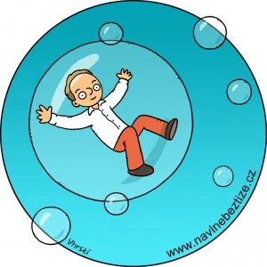 Já uprostřed mýdlové bubliny. Ilustrace.