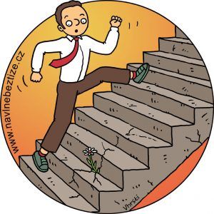 Těžké dětství jako předpoklad úspěchu. Já letím po schodech ob 3 nahoru. Ilustrace.