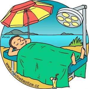 Totalita života a smrti. Já na lehátku se slunečníkem. Ilustrace.