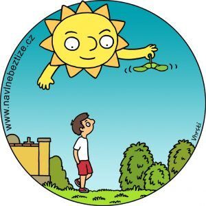 Hřbitova vrtulka z javoru. Já a nade mnou slunce, které drží vrtulku z javoru Ilustrace.
