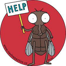 Řekni kde ty mouchy jsou? Moucha s cedulí help. Ilustrace