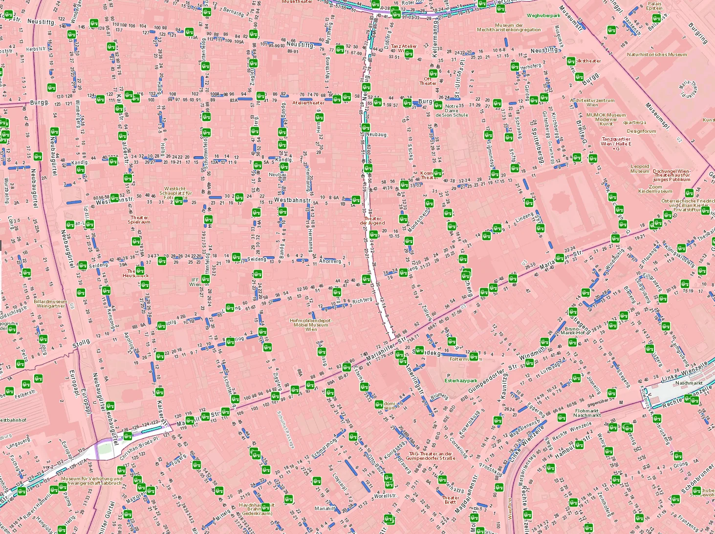 Rozšířené centrum Vídně a krátkodobé parkování